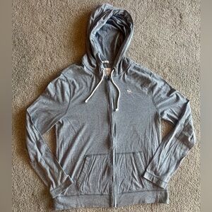 Like New Abercrombie & Fitch Mens Zip UP T-Shirt Muscle Hoodie, Lt Gray, Small